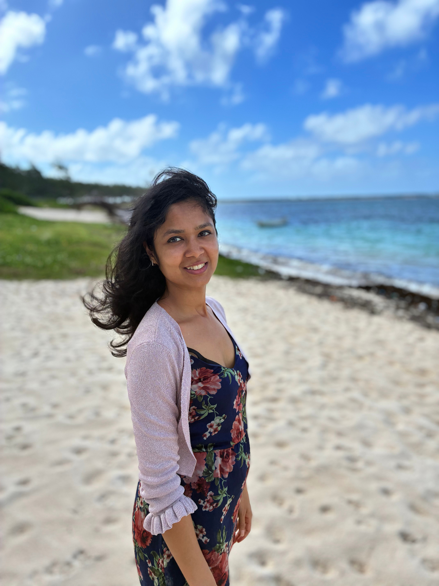 Himani, executive coach, on a beach